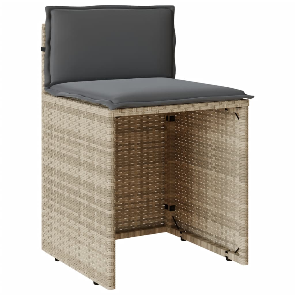 3 részes világosszürke polyrattan bisztrógarnitúra párnákkal