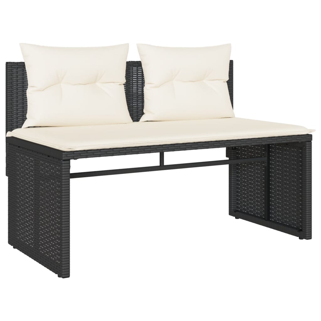 4 részes fekete polyrattan kerti ülőgarnitúra párnákkal