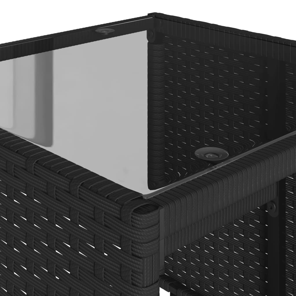 4 részes fekete polyrattan kerti ülőgarnitúra párnákkal