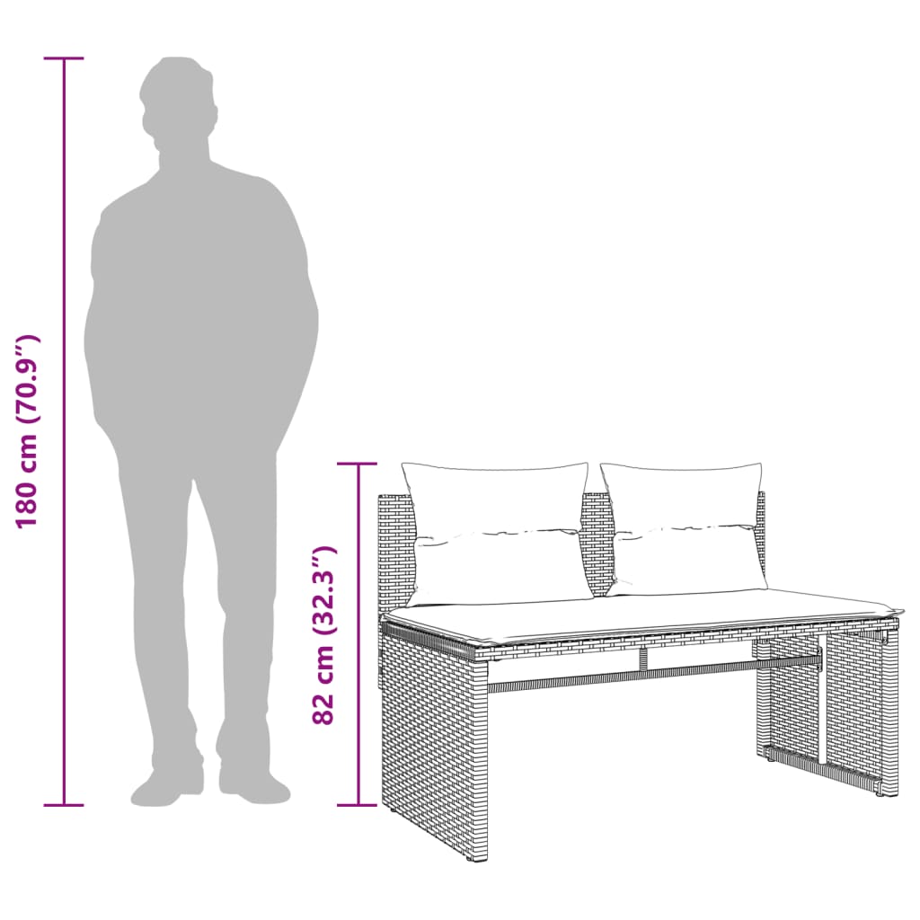 4 részes fekete polyrattan kerti ülőgarnitúra párnákkal