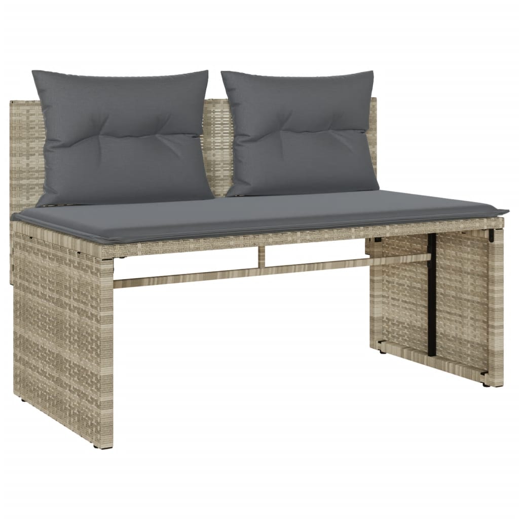 4 részes világosszürke polyrattan kerti ülőgarnitúra párnákkal