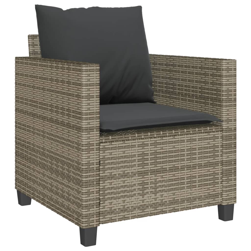 3 részes szürke polyrattan bisztrógarnitúra párnákkal