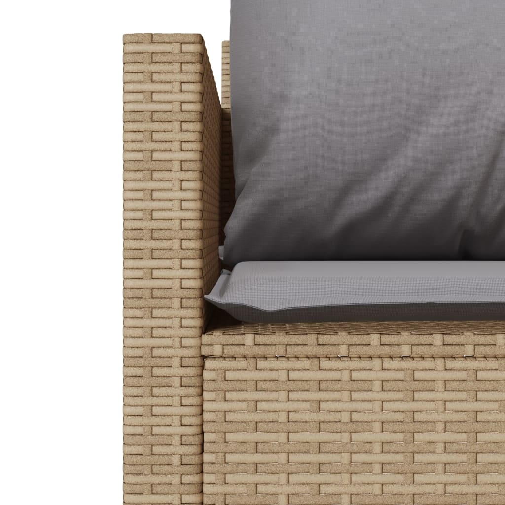 3 részes bézs polyrattan bisztrógarnitúra párnával