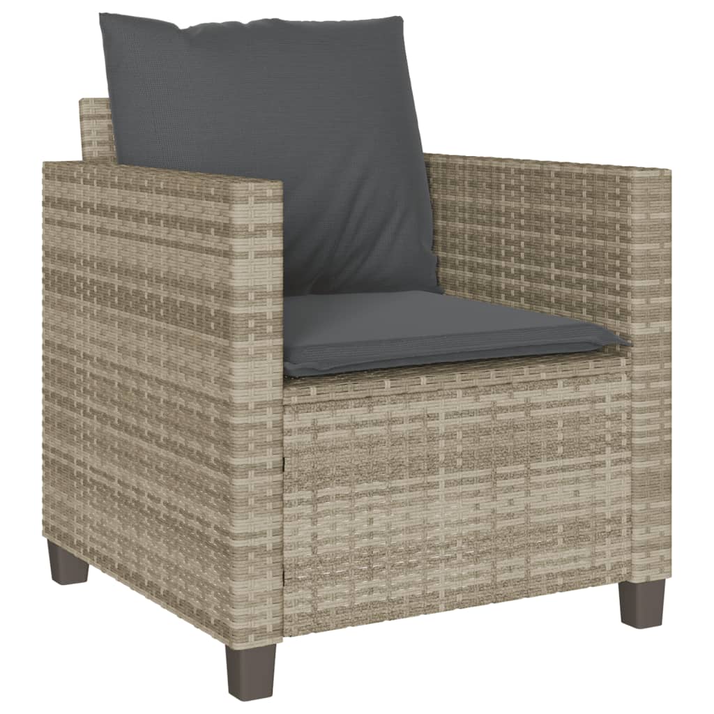3 részes világosszürke polyrattan bisztrógarnitúra párnákkal