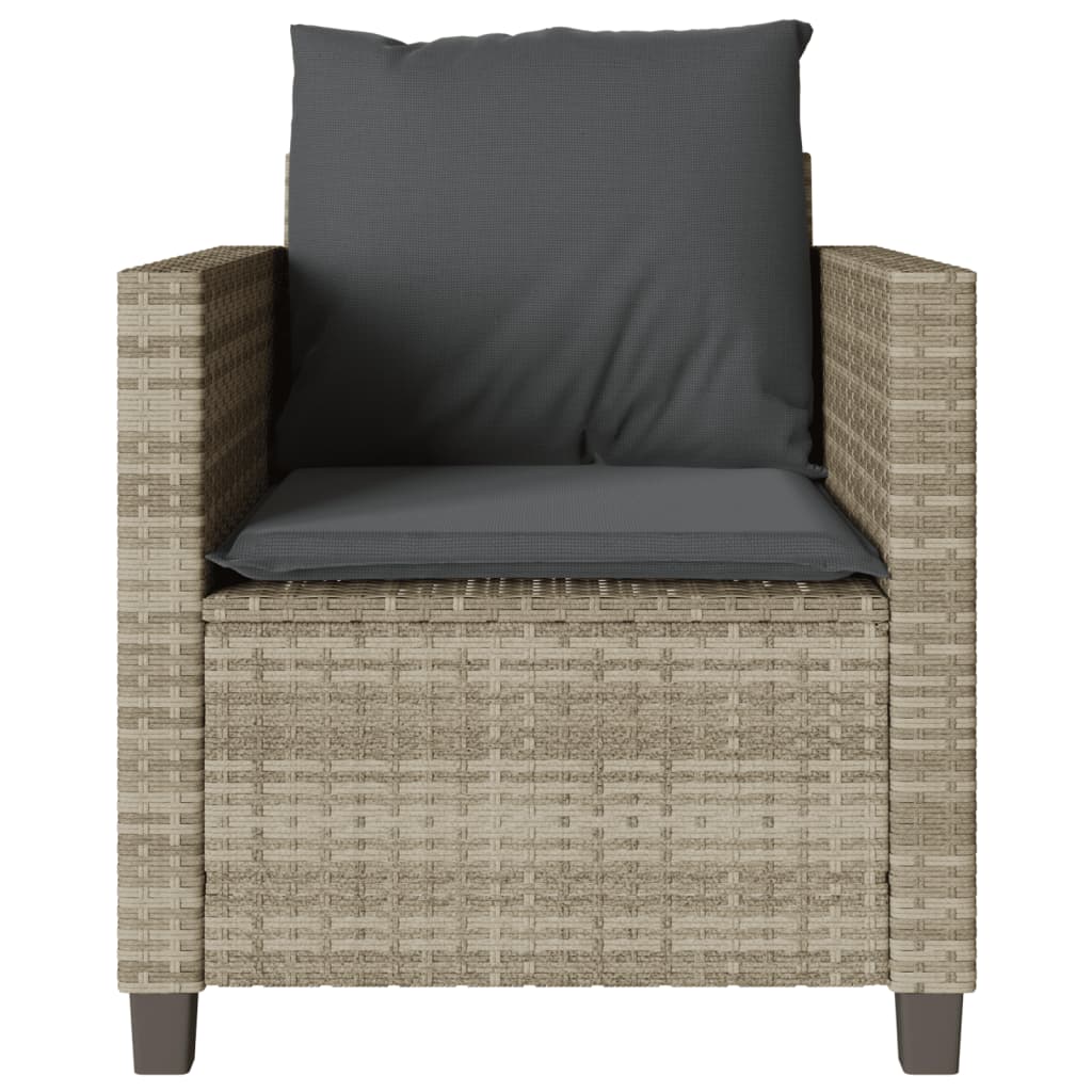 3 részes világosszürke polyrattan bisztrógarnitúra párnákkal