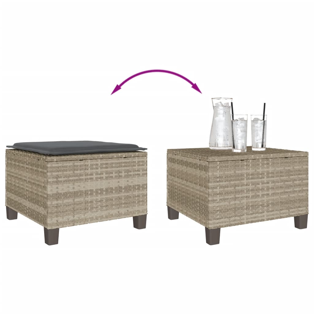 3 részes világosszürke polyrattan bisztrógarnitúra párnákkal