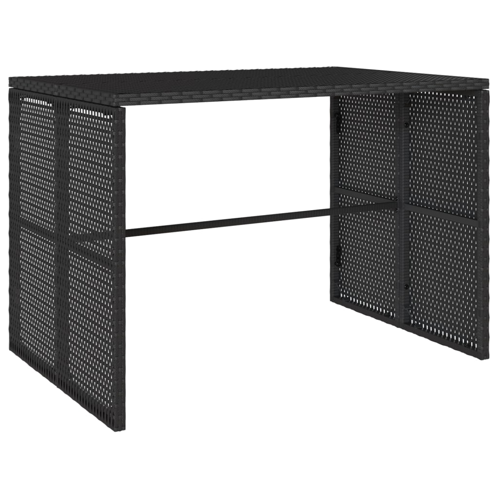 3 részes fekete polyrattan kerti étkezőgarnitúra párnákkal