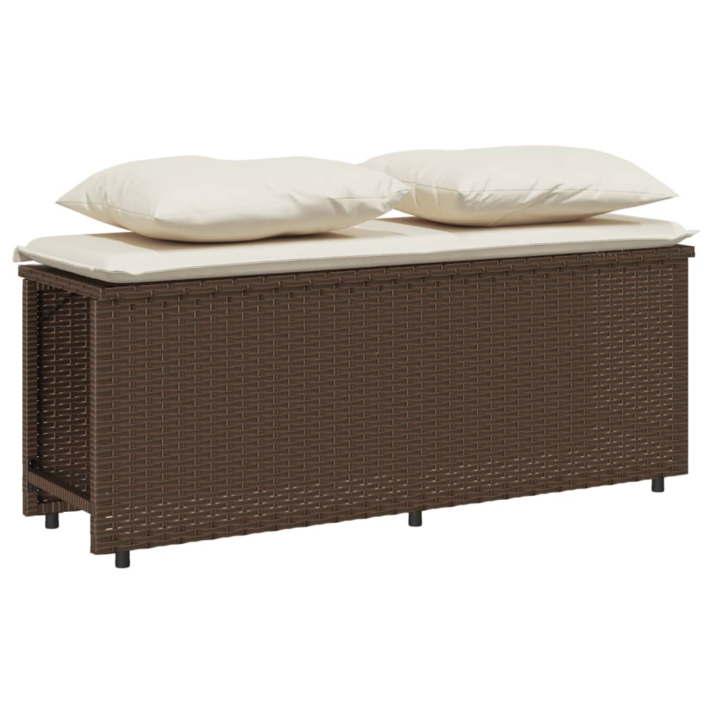 3 részes barna polyrattan kerti étkezőgarnitúra párnával
