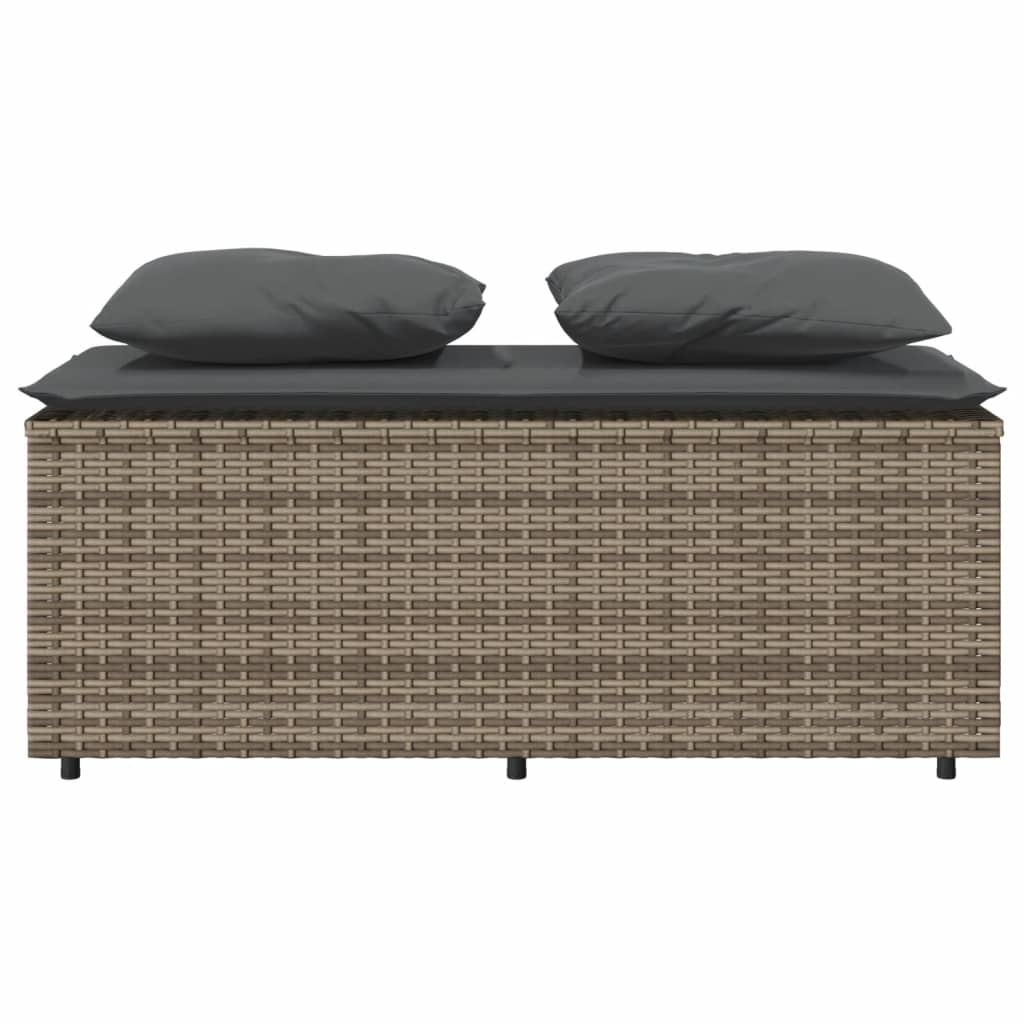 3 részes szürke polyrattan kerti étkezőgarnitúra párnával