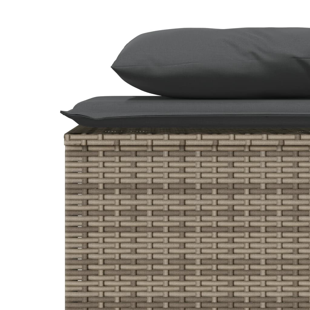 3 részes szürke polyrattan kerti étkezőgarnitúra párnával