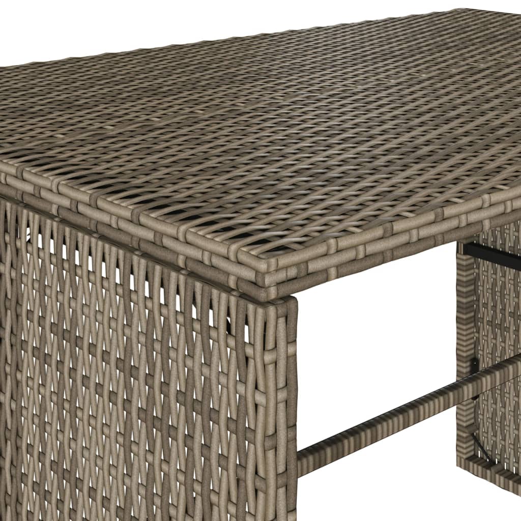 3 részes szürke polyrattan kerti étkezőgarnitúra párnával