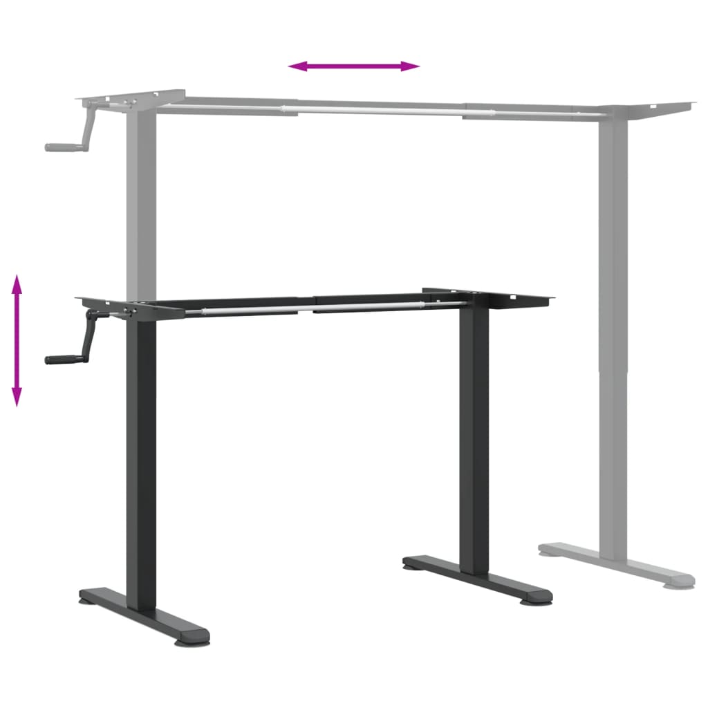 fekete acél állóasztalváz (94-135) x 60 x (70-114) cm