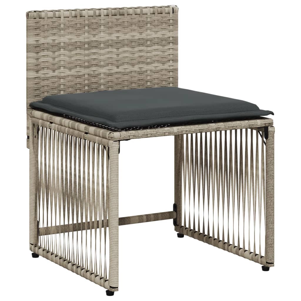 7 részes világosszürke polyrattan kerti étkezőszett párnával