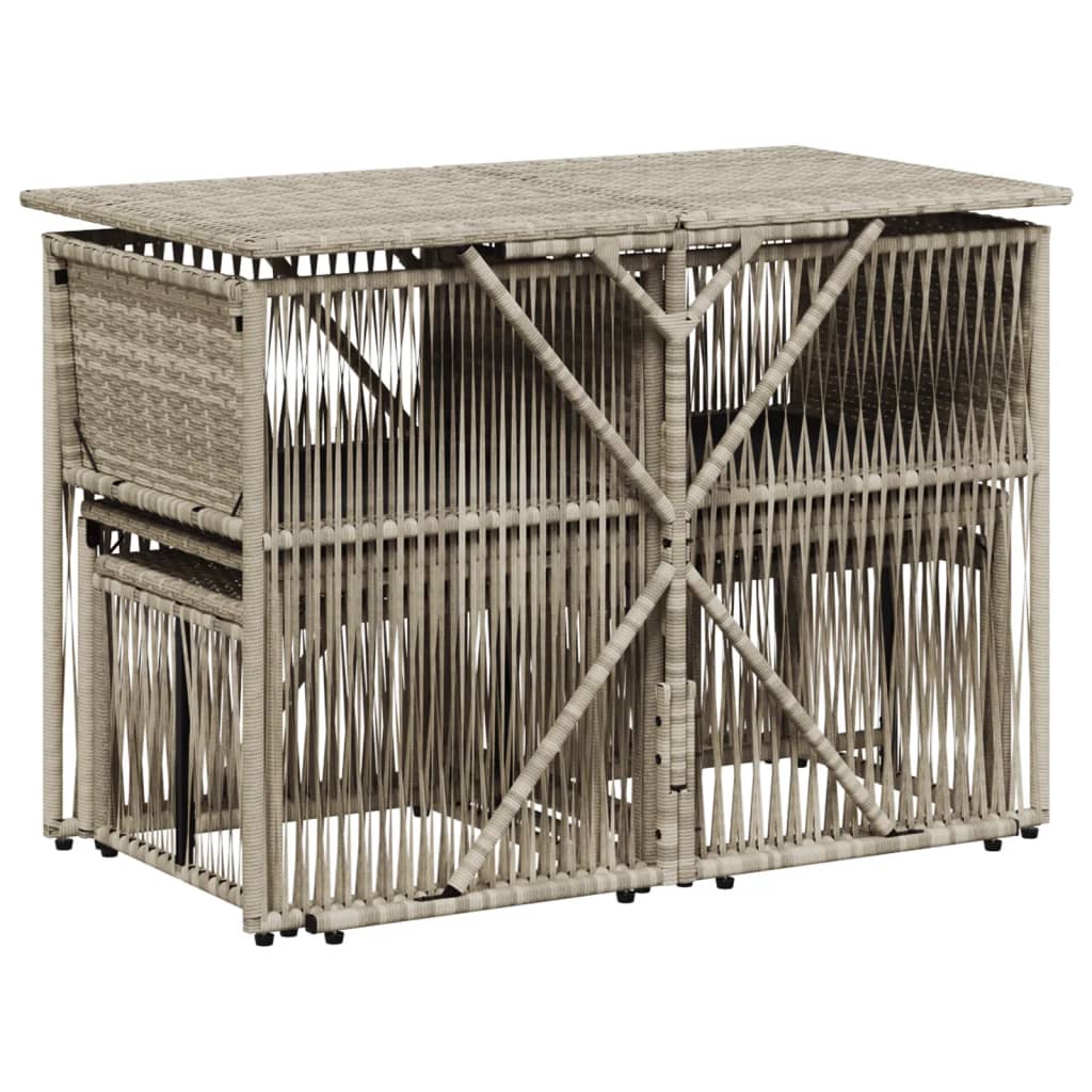7 részes világosszürke polyrattan kerti étkezőszett párnával