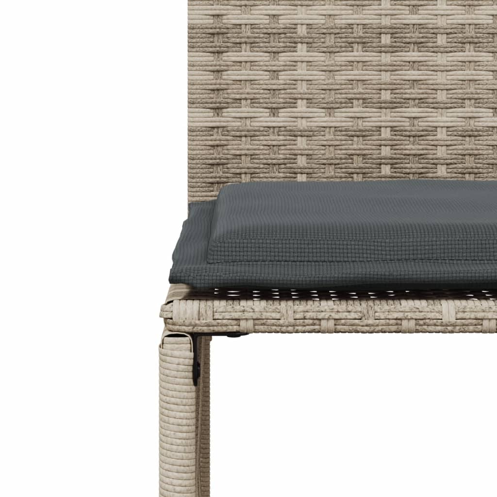 7 részes világosszürke polyrattan kerti étkezőszett párnával