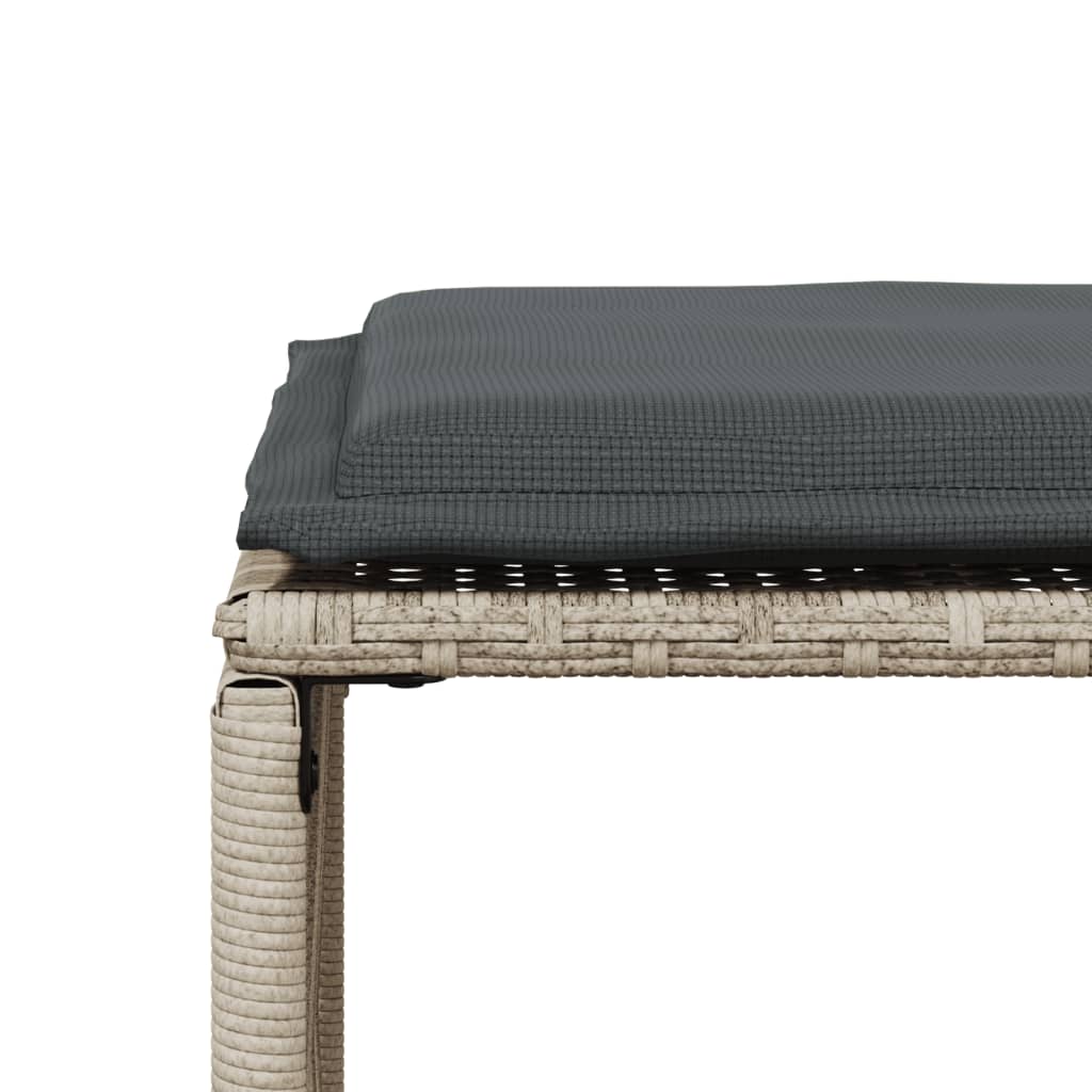 7 részes világosszürke polyrattan kerti étkezőszett párnával
