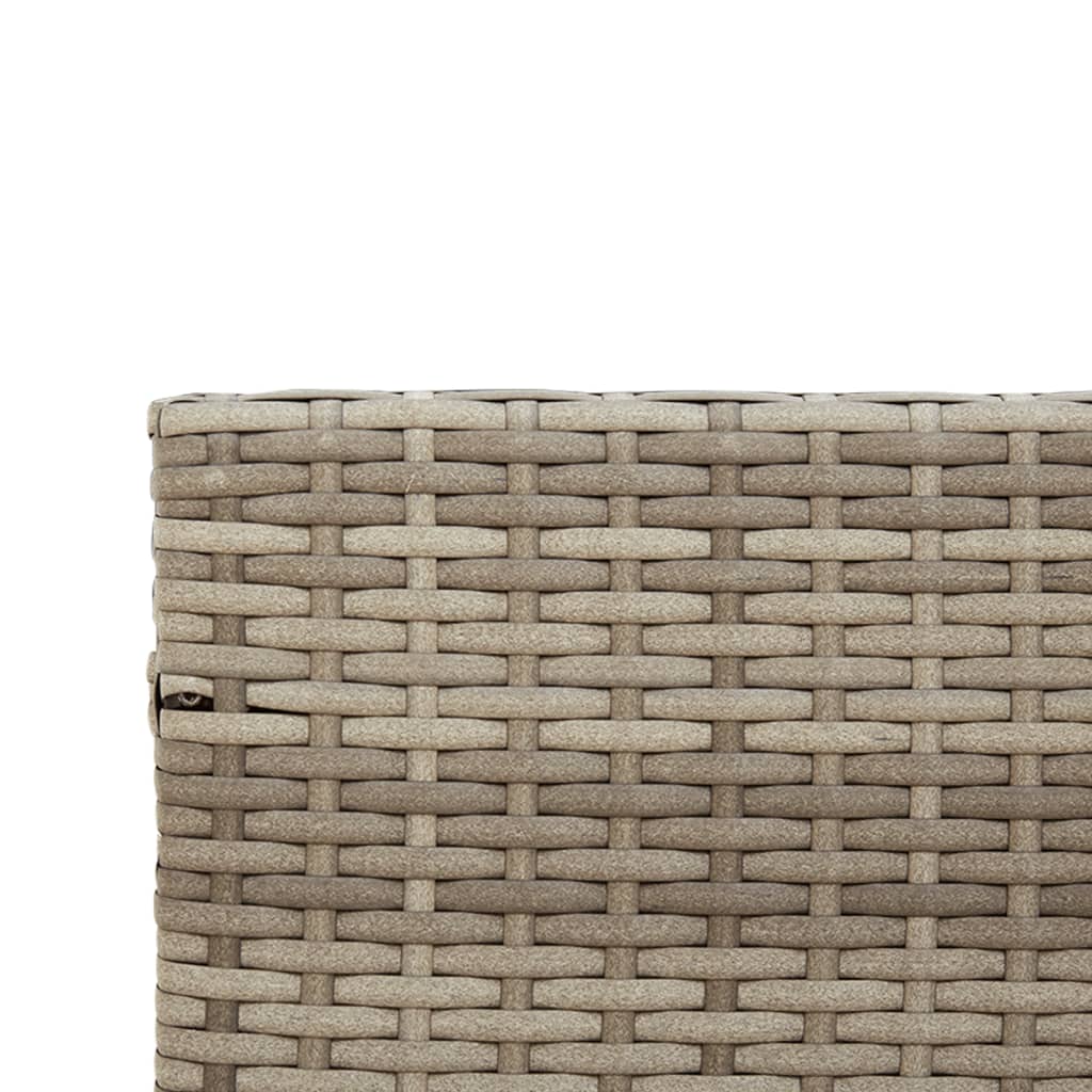 L-alakú szürke polyrattan kerti kanapé asztallal és párnákkal