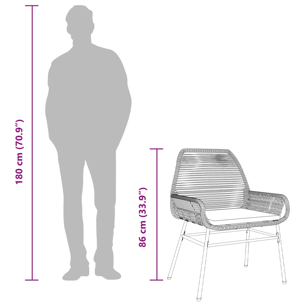2 db fekete polyrattan kerti szék párnával