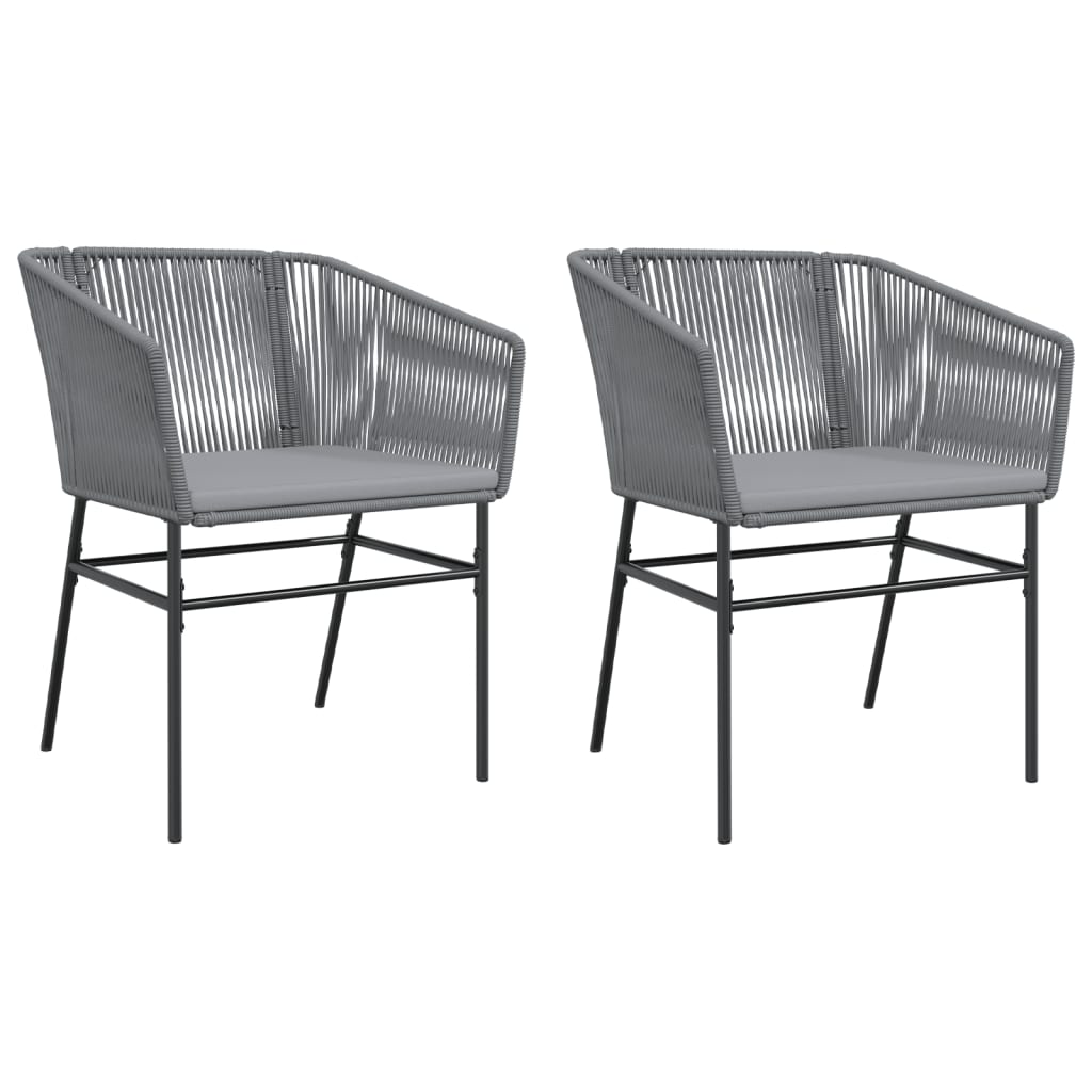 2 db szürke polyrattan kerti szék párnákkal