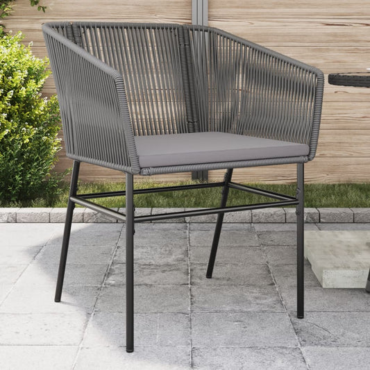 2 db szürke polyrattan kerti szék párnákkal