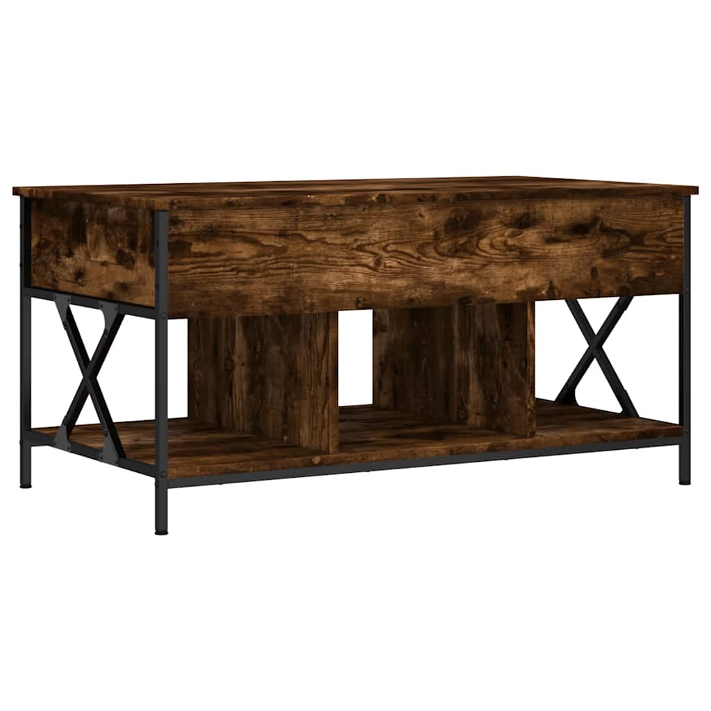 füstös tölgy szerelt fa és fém dohányzóasztal 100 x 55 x 50 cm