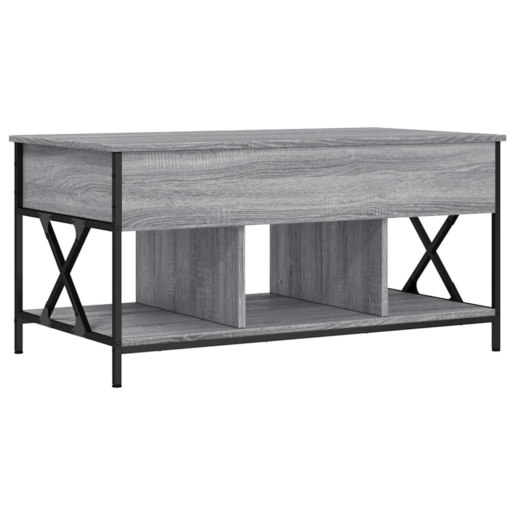 szürke sonoma szerelt fa és fém dohányzóasztal 100 x 55 x 50 cm