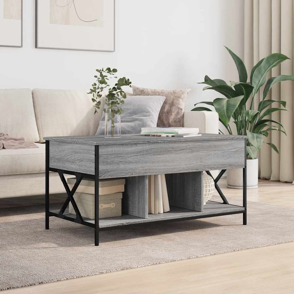 szürke sonoma szerelt fa és fém dohányzóasztal 100 x 55 x 50 cm