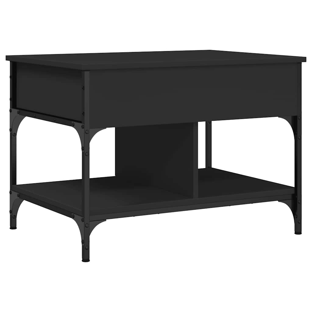 fekete szerelt fa és fém dohányzóasztal 70 x 50 x 50 cm