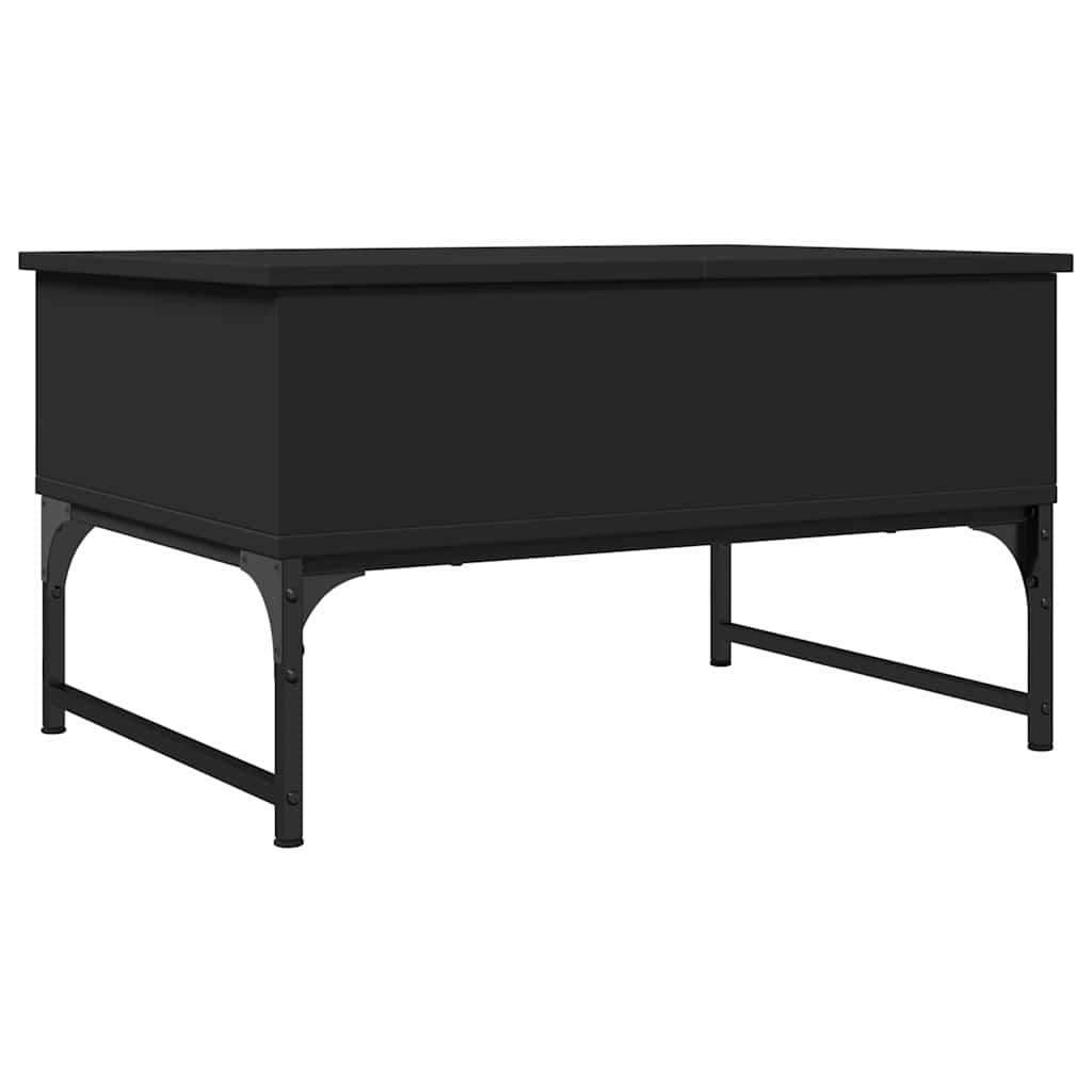 fekete szerelt fa és fém dohányzóasztal 70 x 50 x 40 cm