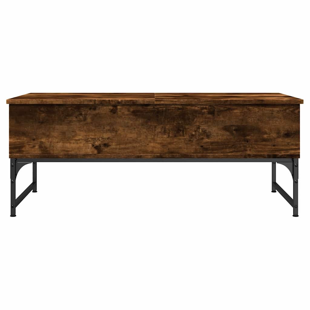 füstös tölgy szerelt fa és fém dohányzóasztal 100 x 50 x 40 cm