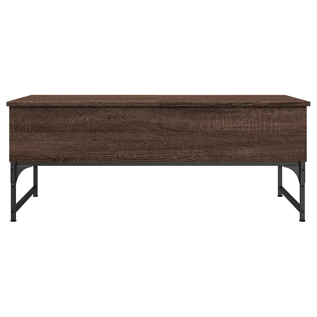 barna tölgy szerelt fa és fém dohányzóasztal 100 x 50 x 40 cm