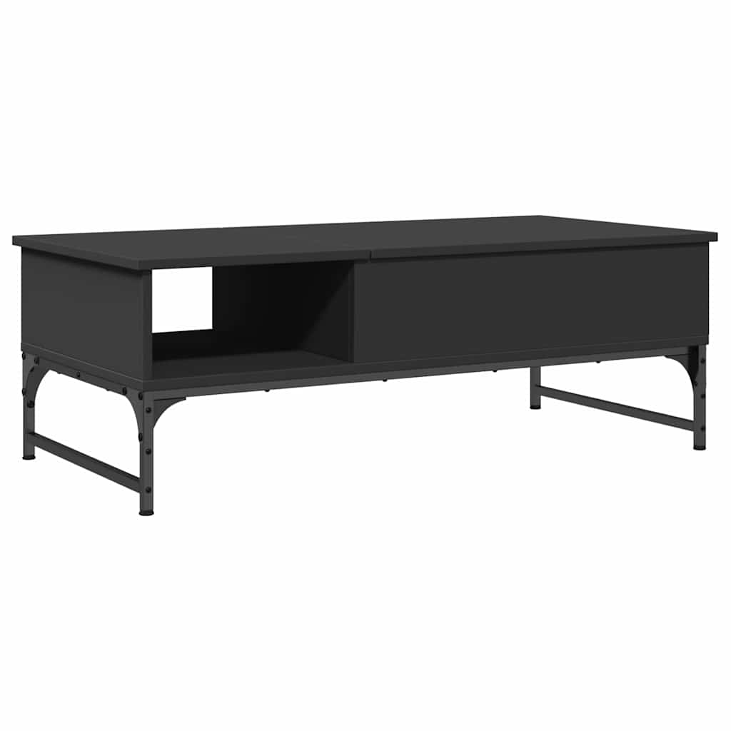 fekete szerelt fa és fém dohányzóasztal 100 x 50 x 35 cm