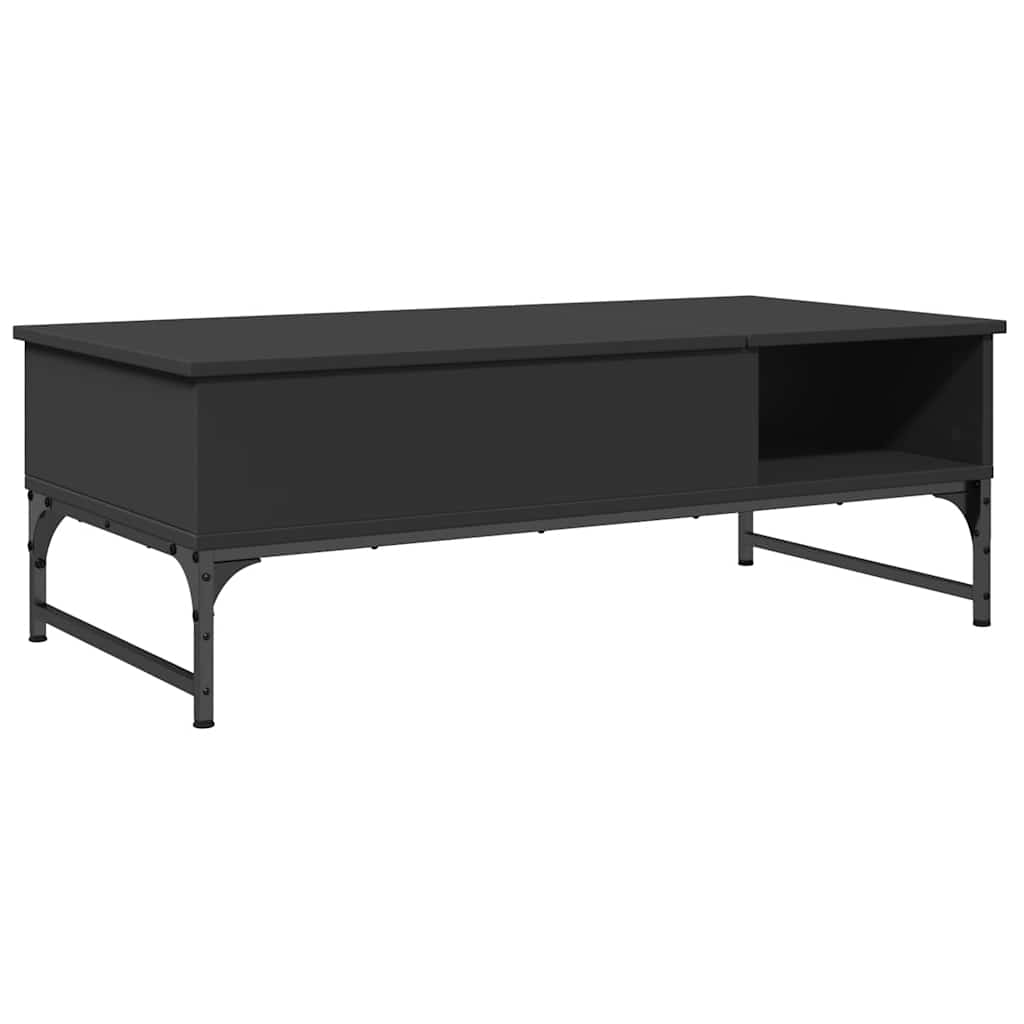 fekete szerelt fa és fém dohányzóasztal 100 x 50 x 35 cm
