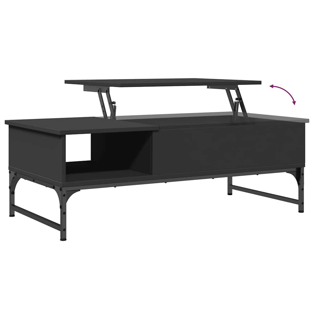 fekete szerelt fa és fém dohányzóasztal 100 x 50 x 35 cm