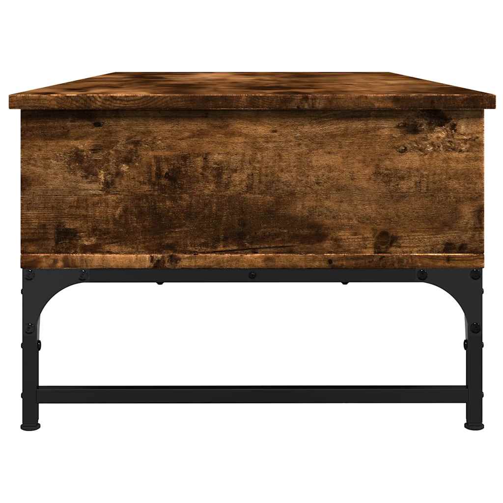 füstös tölgy szerelt fa és fém dohányzóasztal 100 x 50 x 35 cm