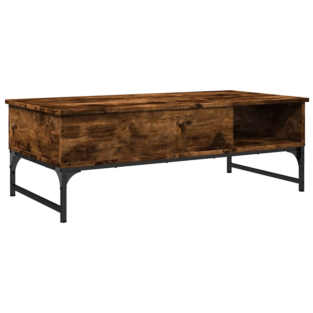 füstös tölgy szerelt fa és fém dohányzóasztal 100 x 50 x 35 cm