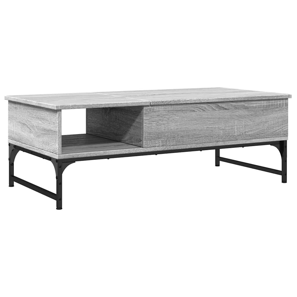 szürke sonoma szerelt fa és fém dohányzóasztal 100 x 50 x 35 cm