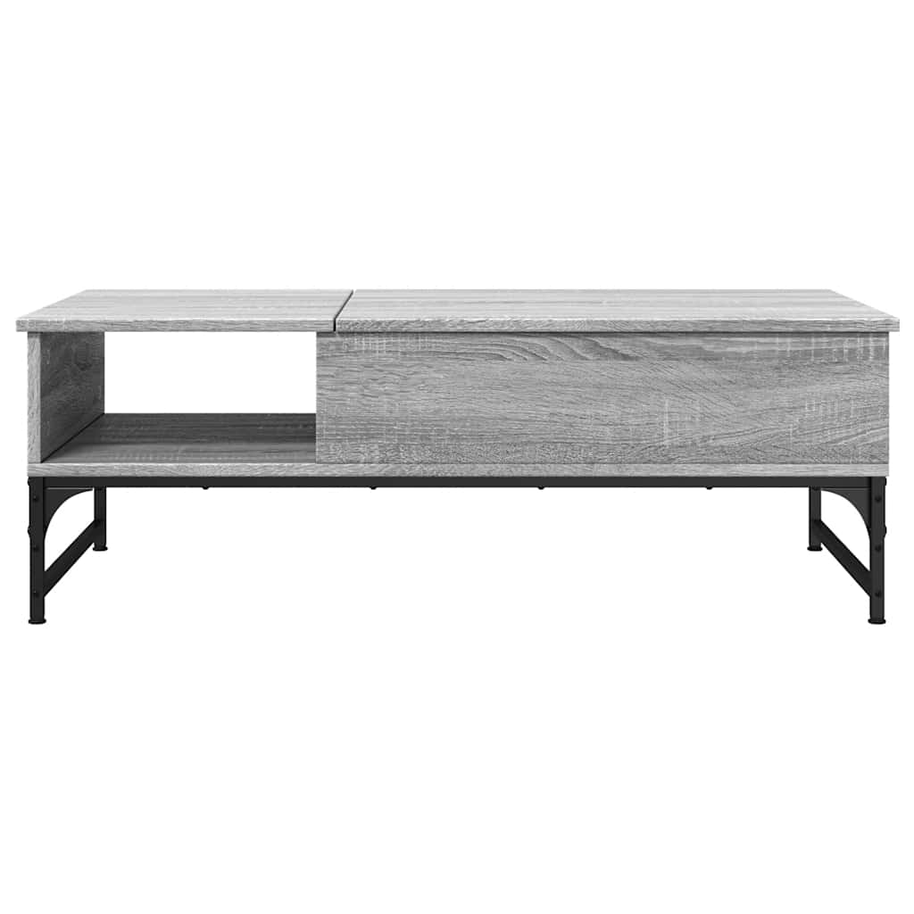 szürke sonoma szerelt fa és fém dohányzóasztal 100 x 50 x 35 cm