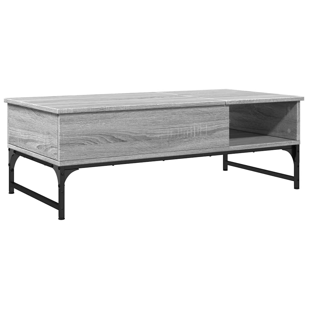 szürke sonoma szerelt fa és fém dohányzóasztal 100 x 50 x 35 cm