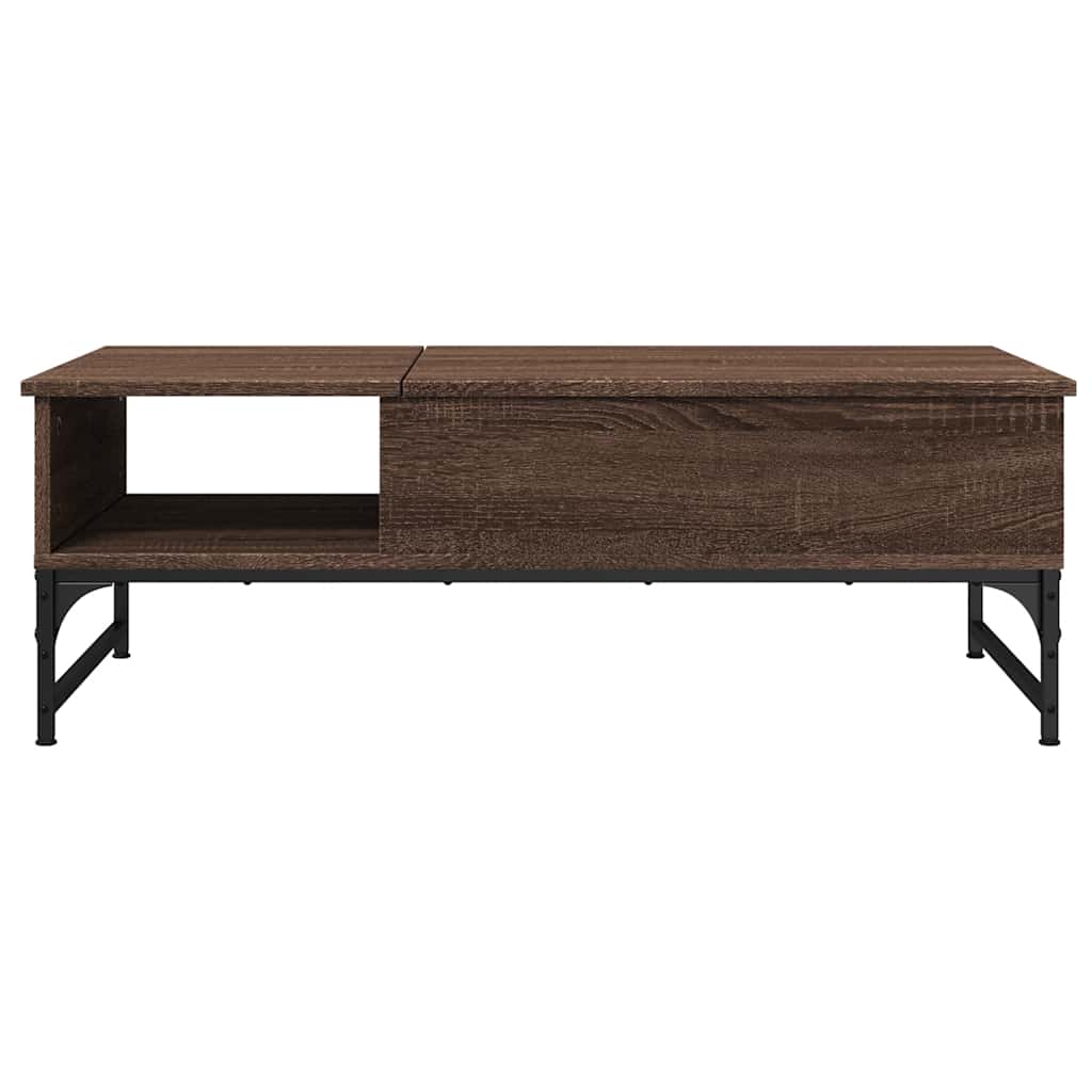 barna tölgy színű szerelt fa és fém dohányzóasztal 100x50x35 cm