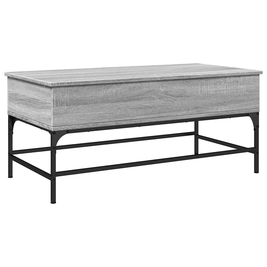 szürke sonoma szerelt fa és fém dohányzóasztal 100 x 50 x 45 cm