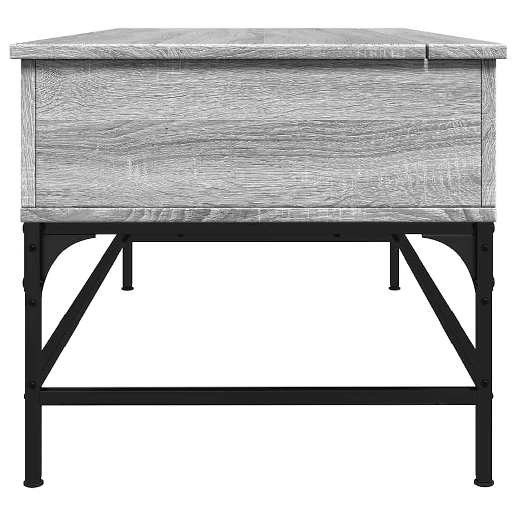 szürke sonoma szerelt fa és fém dohányzóasztal 100 x 50 x 45 cm
