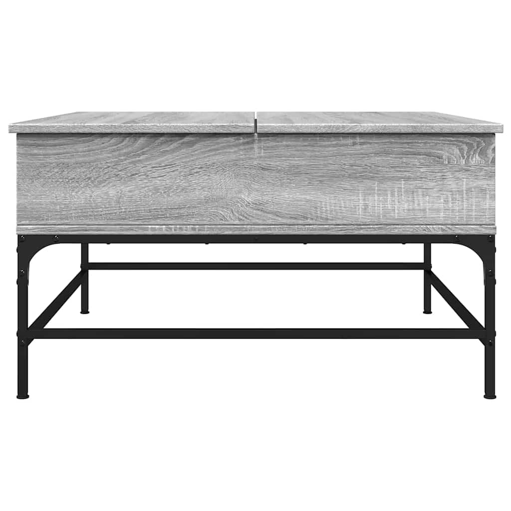 szürke sonoma szerelt fa és fém dohányzóasztal 80 x 80 x 45 cm