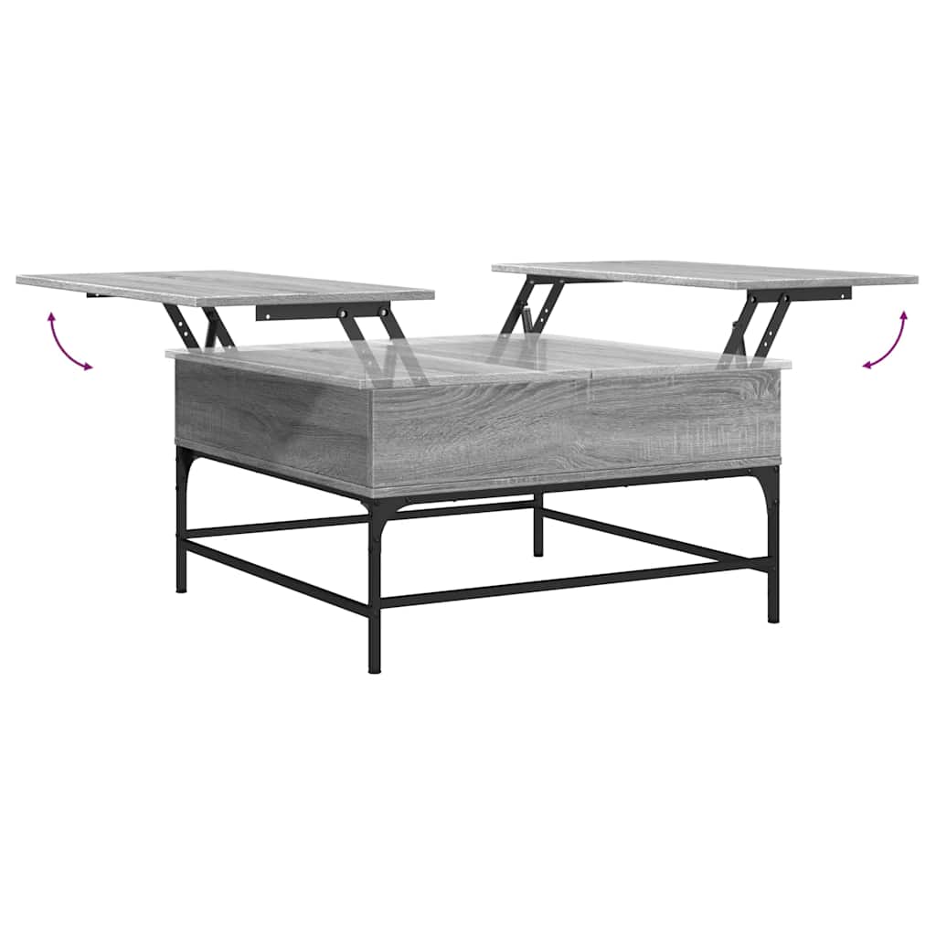 szürke sonoma szerelt fa és fém dohányzóasztal 80 x 80 x 45 cm