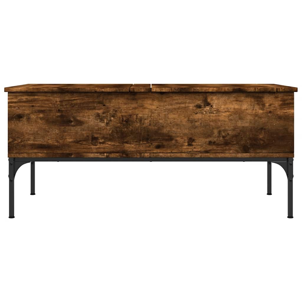 füstös tölgy szerelt fa és fém dohányzóasztal 100 x 50 x 45 cm