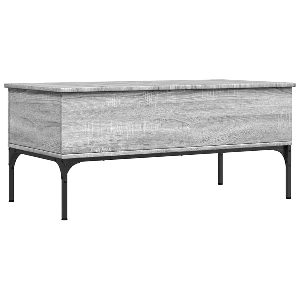 szürke sonoma szerelt fa és fém dohányzóasztal 100 x 50 x 45 cm