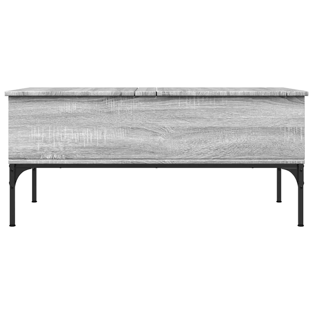 szürke sonoma szerelt fa és fém dohányzóasztal 100 x 50 x 45 cm