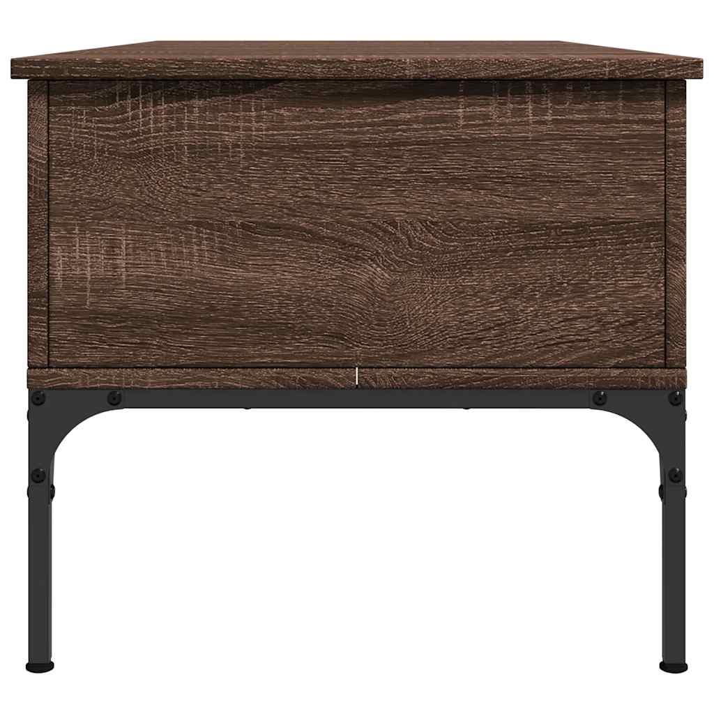 barna tölgyszínű szerelt fa és fém dohányzóasztal 100x50x45 cm