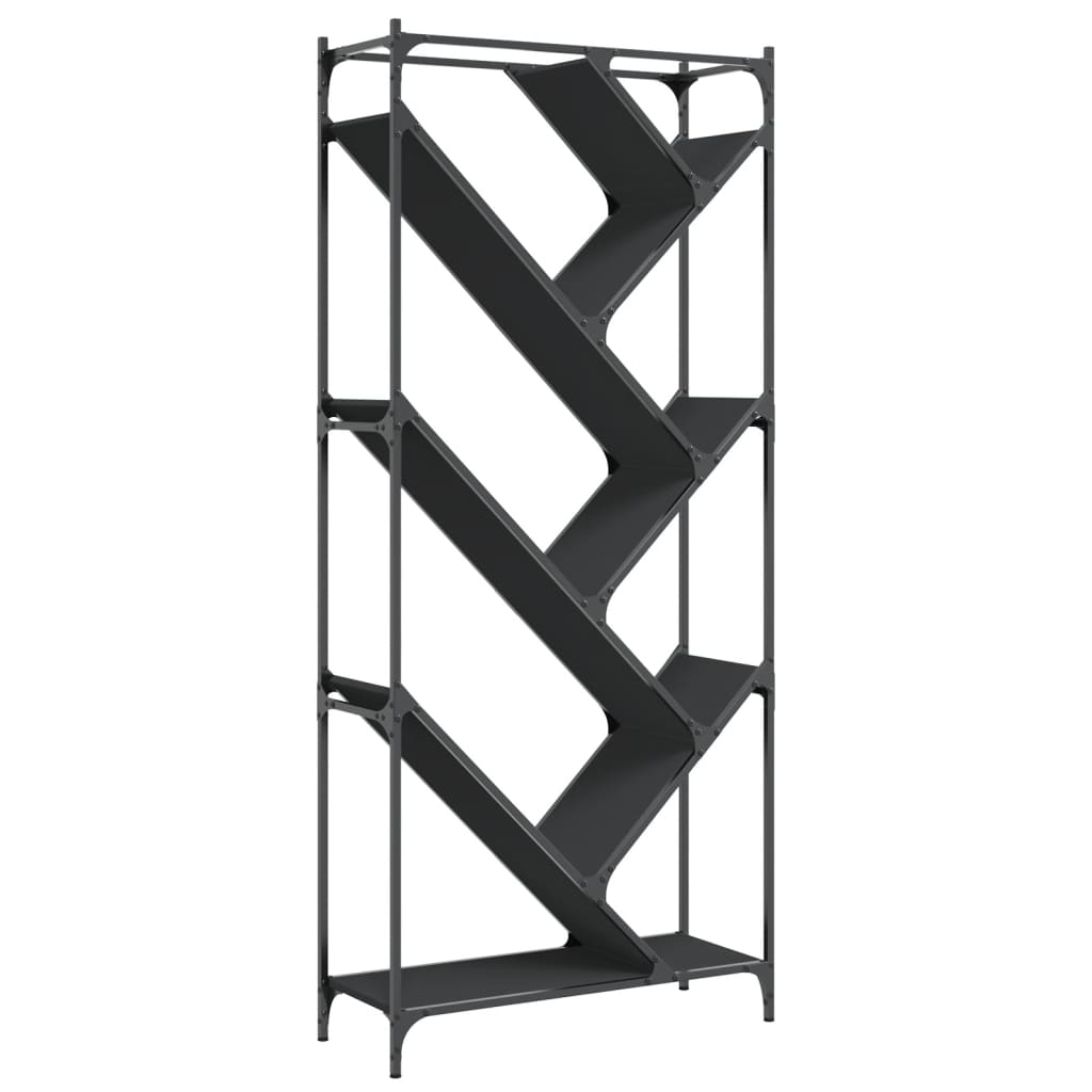 fekete szerelt fa és fém könyvszekrény 79 x 30 x 180 cm