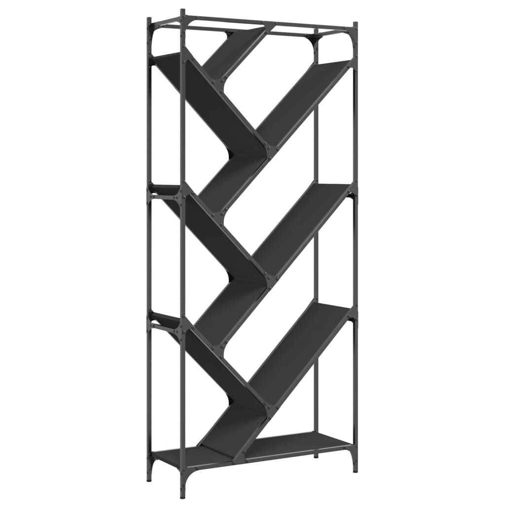 fekete szerelt fa és fém könyvszekrény 79 x 30 x 180 cm